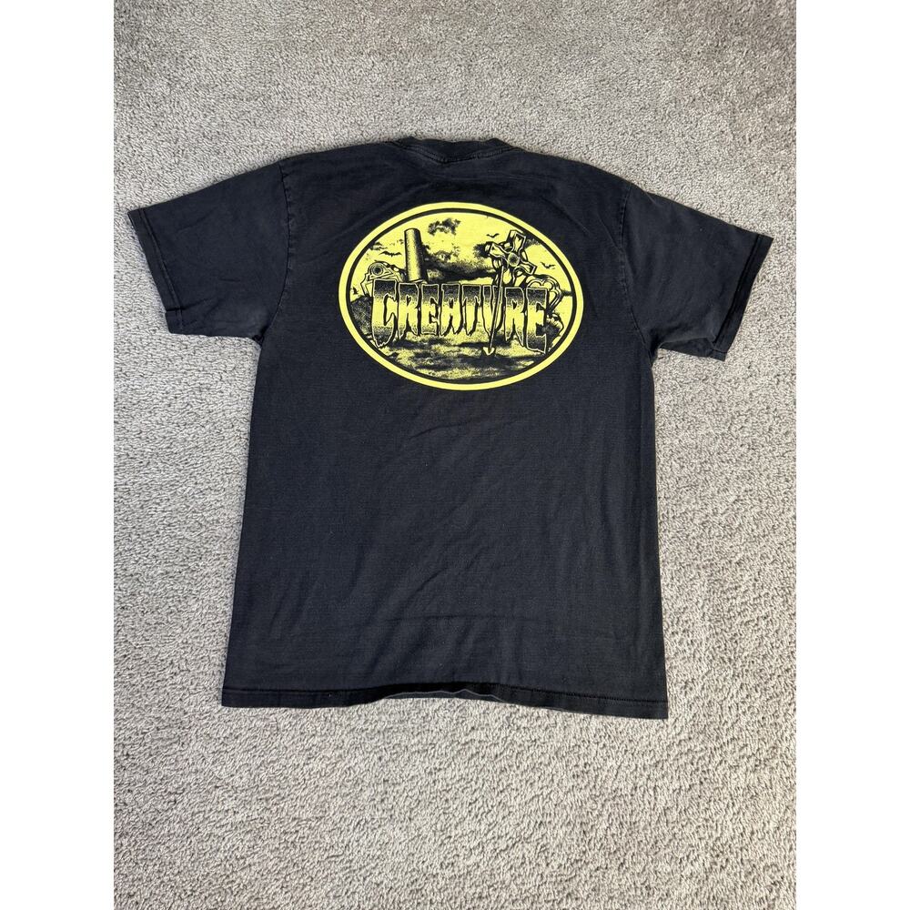 Vintage Creature Skateboards Shirt Mens M Black Yellow Graphic Short Sleeve